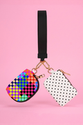Double Pouch Wristlet – Check Me Out/Polka Dot