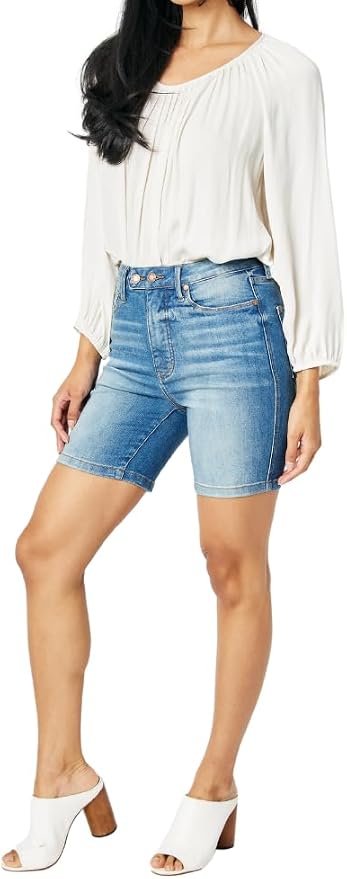 Judy Blue High Waist Tummy Control Double Button Bermuda Shorts ***FINAL SALE***