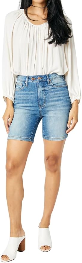 Judy Blue High Waist Tummy Control Double Button Bermuda Shorts ***FINAL SALE***