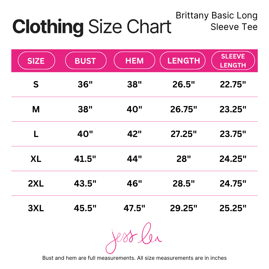 Size chart - Jess Lea