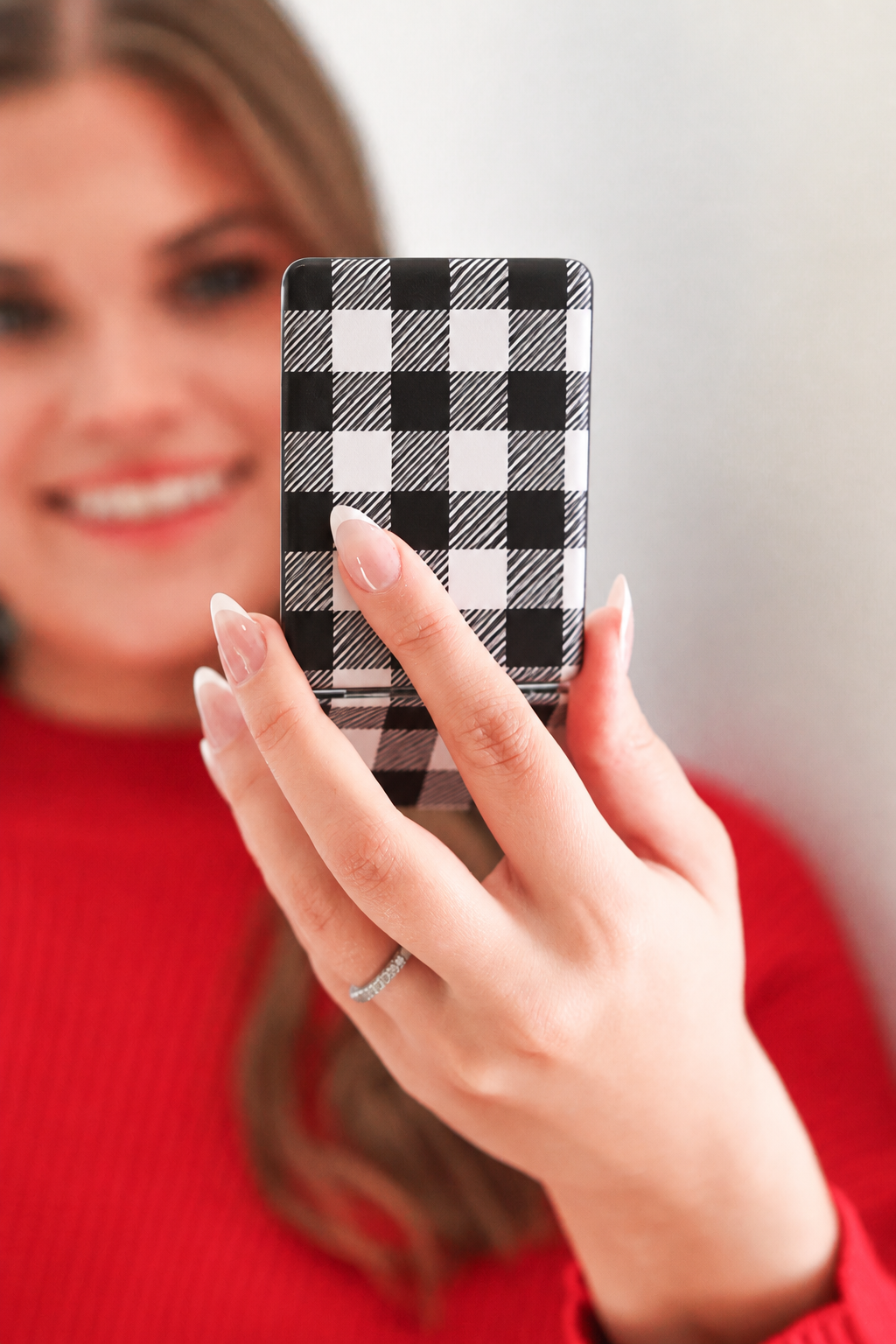 Compact Mirror – Black Gingham
