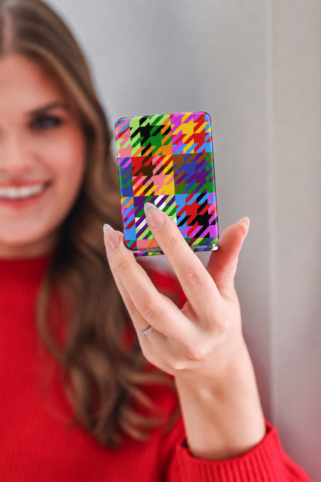 Compact Mirror – Happy Houndstooth