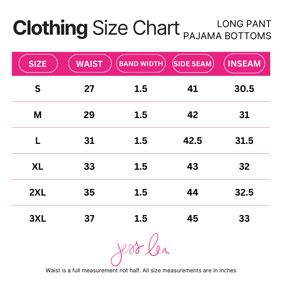 Size chart - Jess Lea