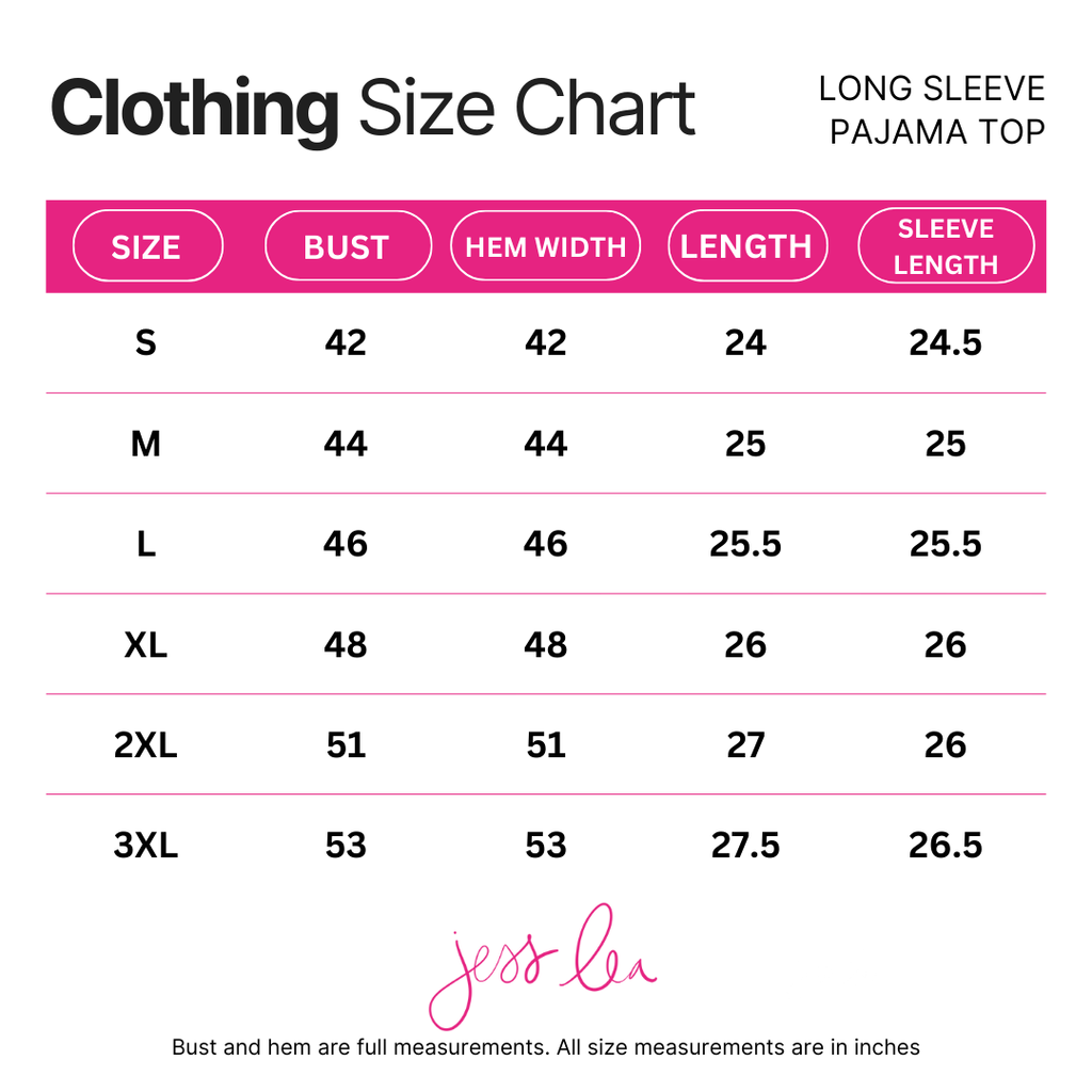 Size chart - Jess Lea