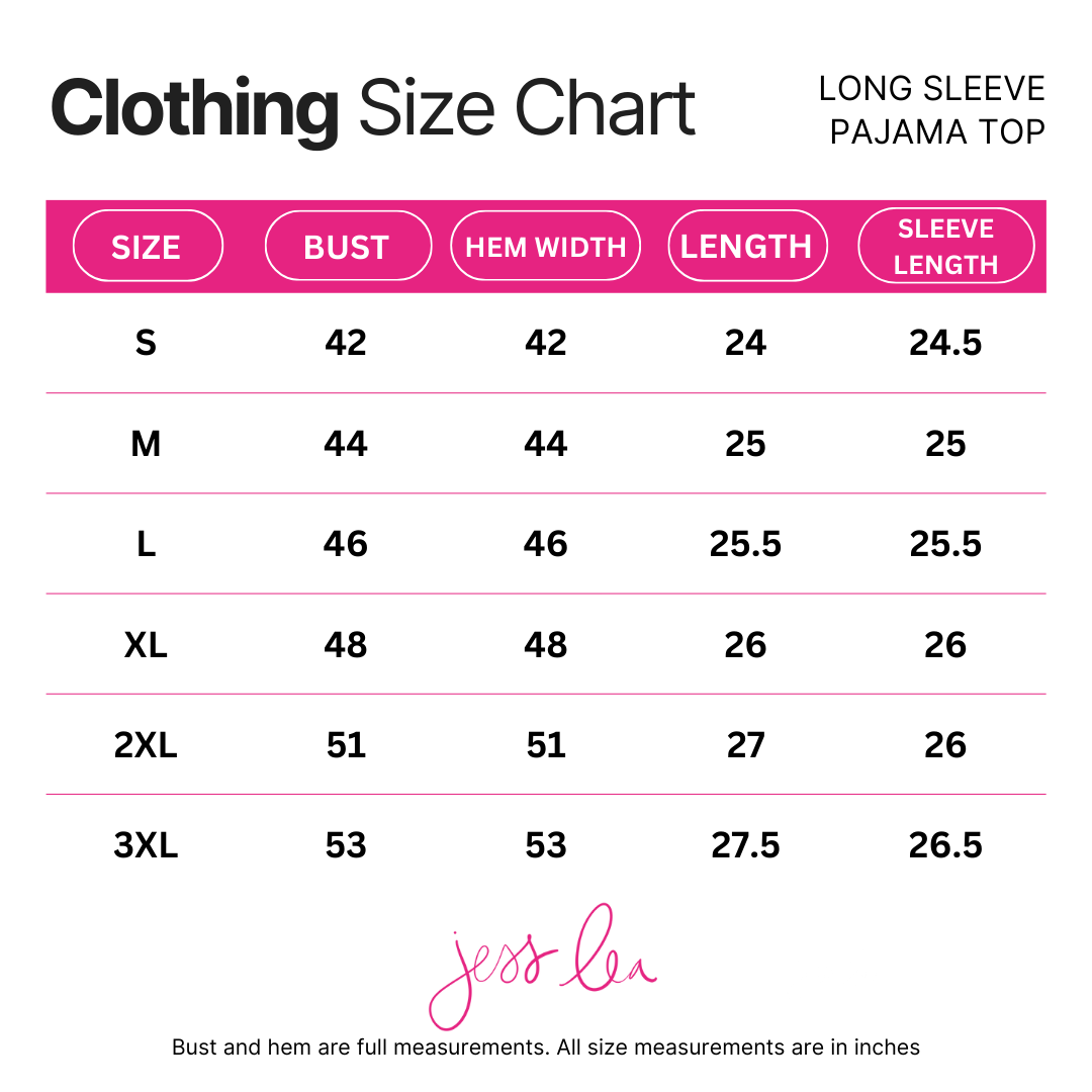 Size chart - Jess Lea